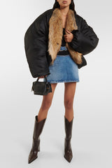 Faux Fur Front Stand Collar Coat