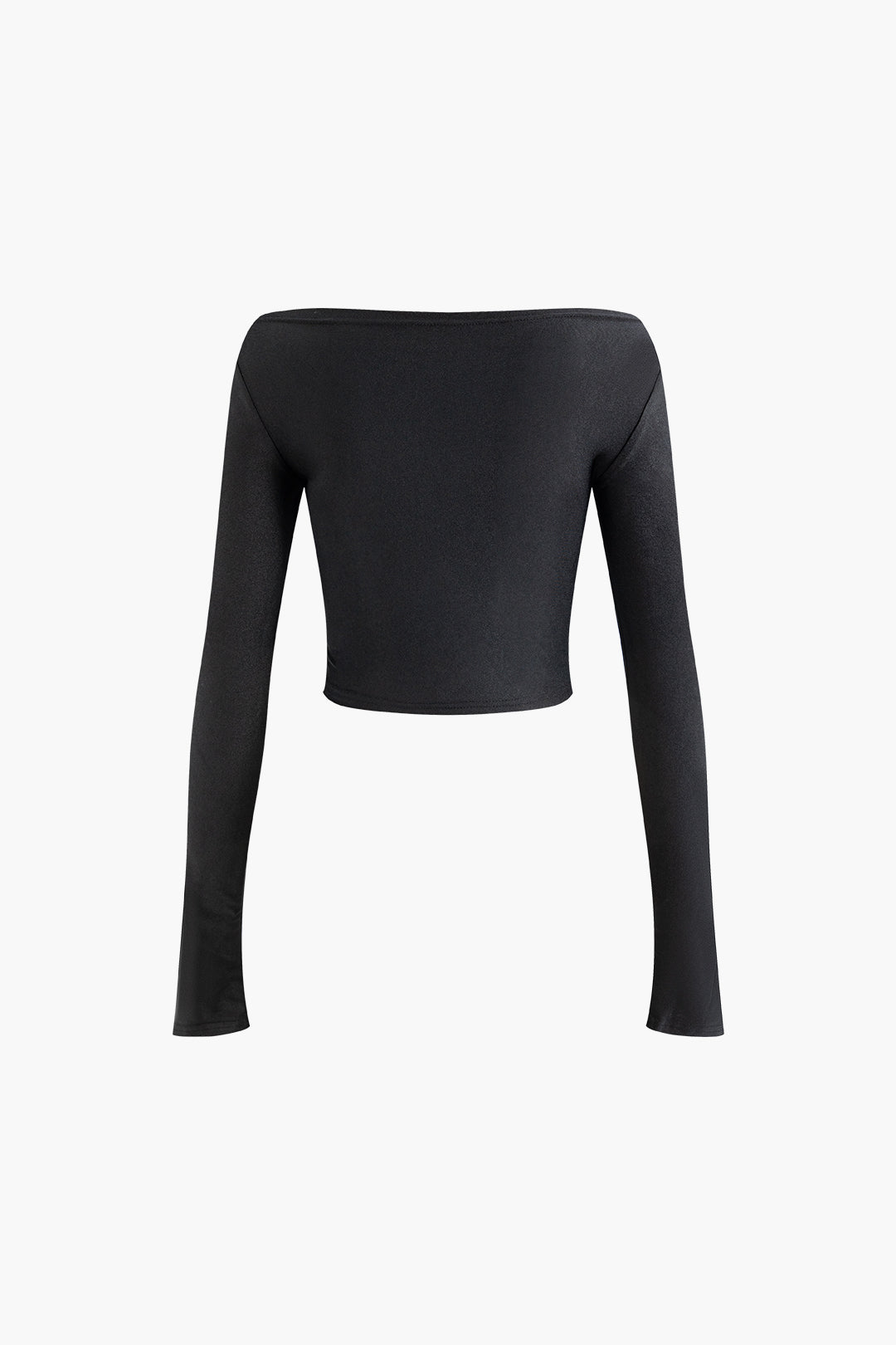 Solid Cut Out Knot Front Long Sleeve Top