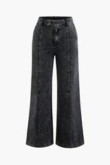 High Waisted Pocket Wide Leg Jeans