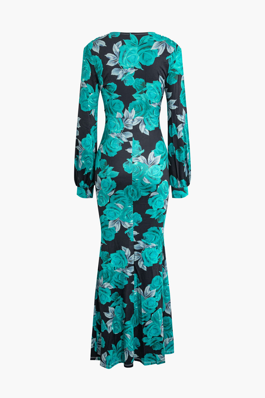 Floral Print V-neck Slit Front Ruched Maxi Dress