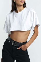 Relaxed Fit Round Neck Super Crop T-shirt