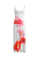 Backless Printed Flower Vacation Maxi Dress