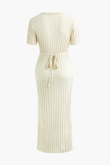 Elia Pleated Ribbed Knitted Maxi Dress