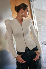 Stand Collar Zipper Sweater