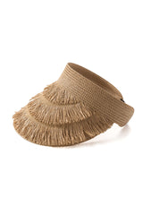 Fringe Brim Straw Visor Hat