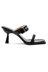 Buckle Strap Square Open Toe Heeled Sandals