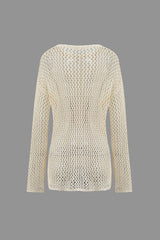 Round Neck Hollow Out Knit Cover-Up Top