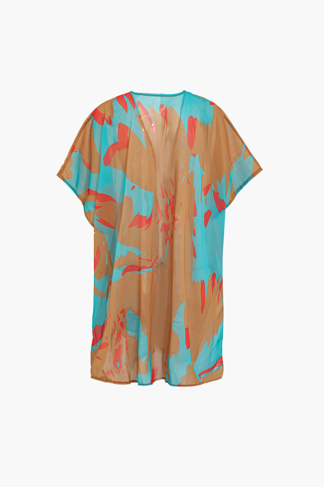 Printed Short Sleeve Beach Cover Up