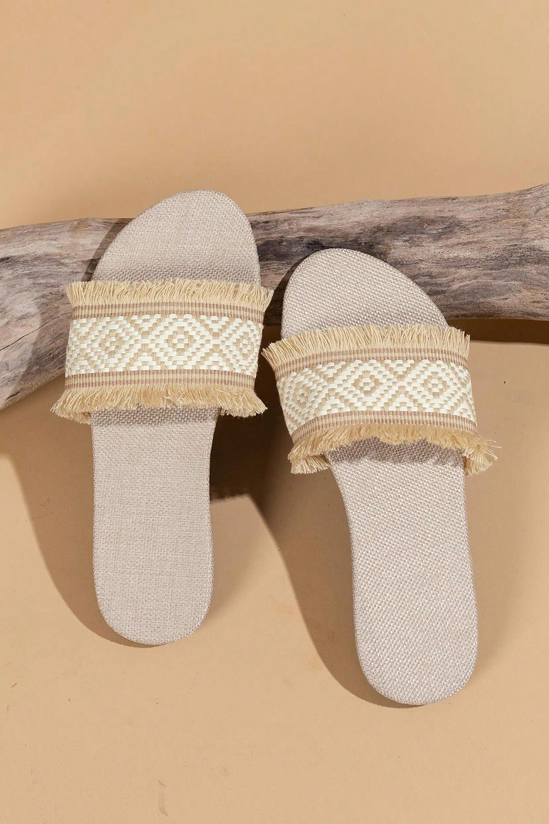 Fringed Weave Beach Slides