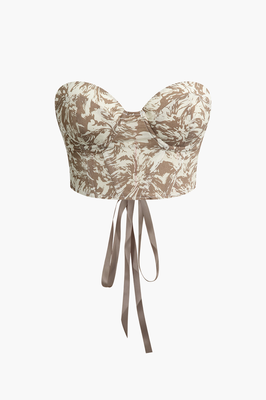 Floral Print Braided Tie Bustier Top