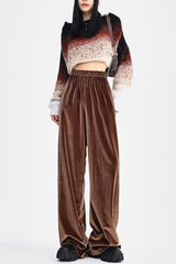 Elastic Waist Velvet Wide Leg Pants