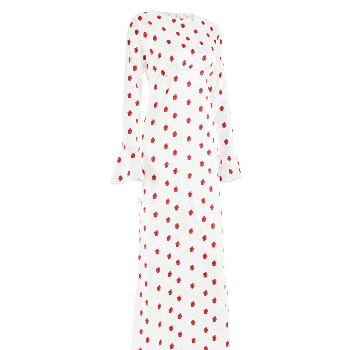 Flare Long Sleeve Printed Polka Dot Maxi Dress