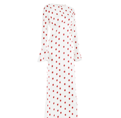 Flare Long Sleeve Printed Polka Dot Maxi Dress