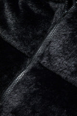 Hooded Zipper Tie Cut Out Side Faux Fur Vest