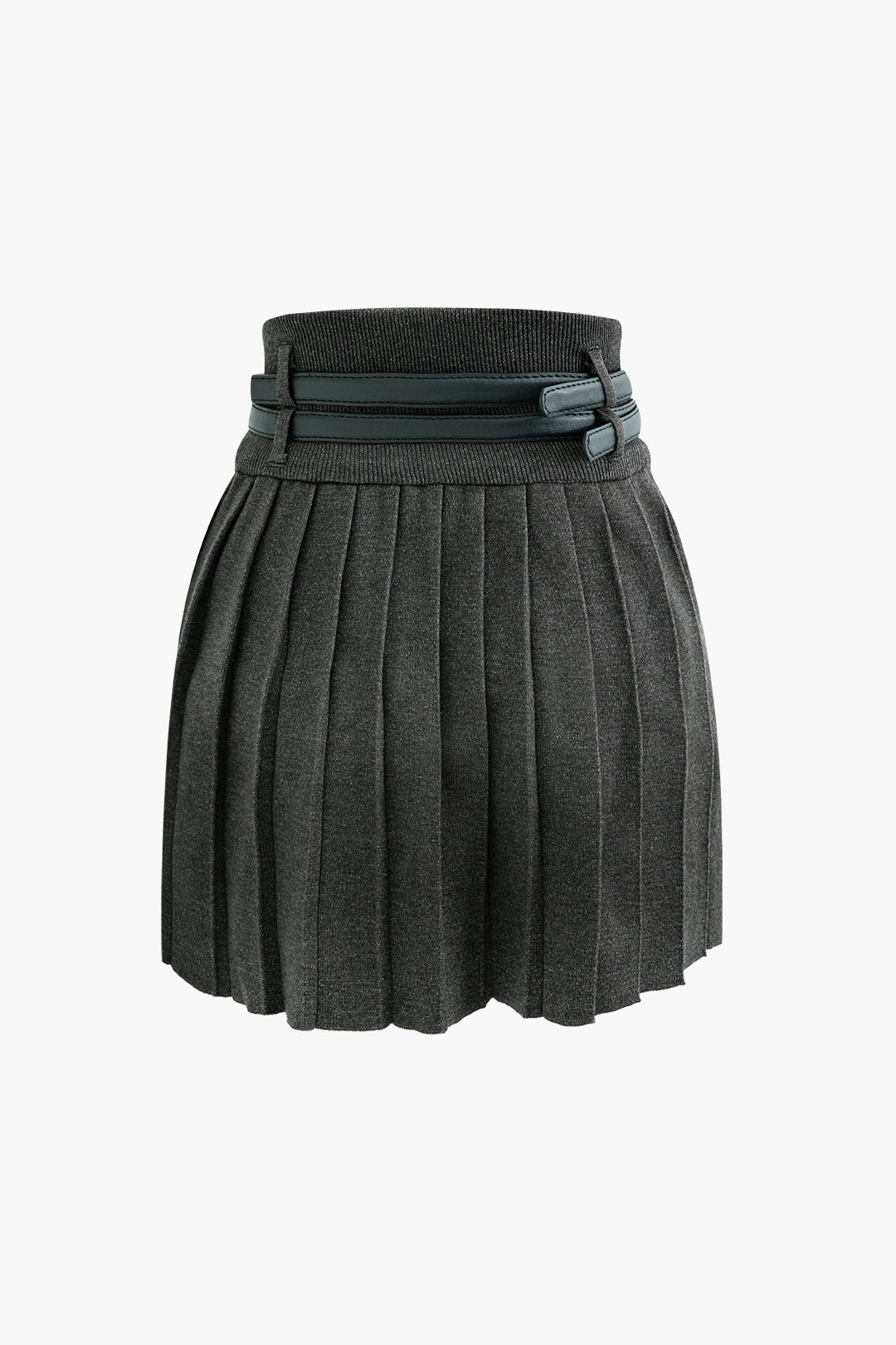 V-neck Sweater Vest And Double Belt Pleated Skirt Set