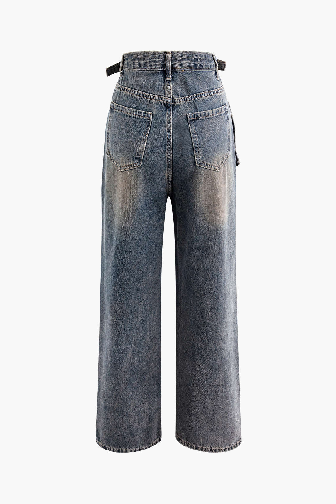 Distressed Pocket Detail Straight Leg Jeans