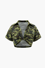 Camo Twist Hem Crop Top