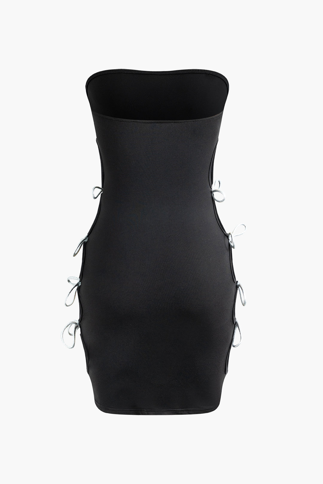 Bow Detail Cut Out Strapless Mini Dress