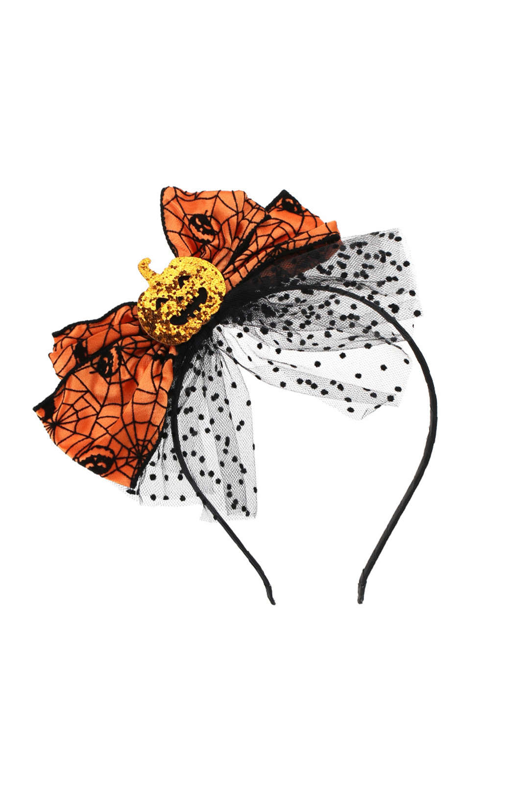 Halloween Pumpkin Bowknot Mesh Headband