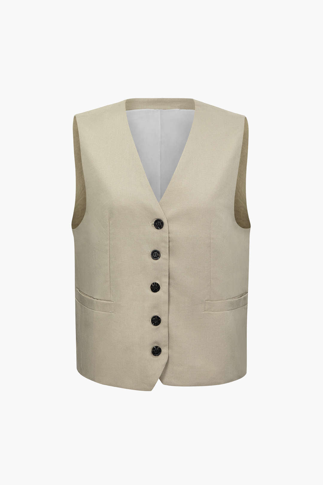 Linen-Blend Button Up Waistcoat