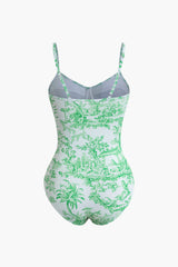 Toil De Juoy Pattern Bustier Cami One-Piece Swimsuit