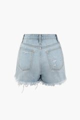 Frayed Destroyed Denim Shorts