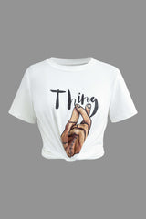 Hand & Letter Print T-shirt