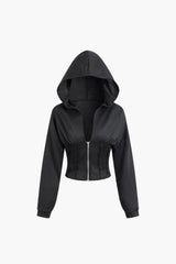 Hooded Half Zipper V-neck Jacket