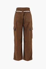 Baggy Rope Tie Straight Leg Cargo Pants