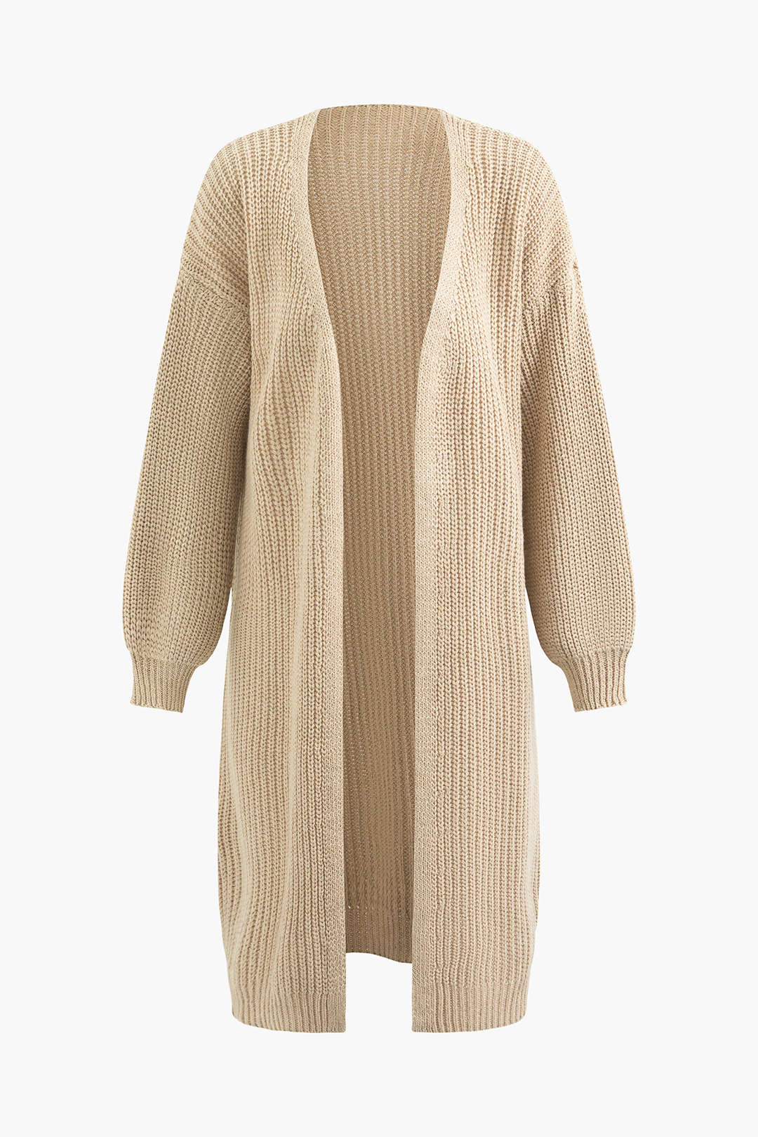 Open Front Drop Shoulder Long Sleeve Knit Coat