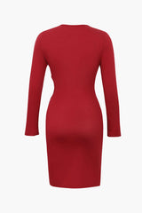 Twist Detail Long Sleeve Cut Out Mini Dress