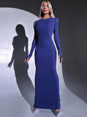 Ada Round Collar Long Sleeve Maxi Dress