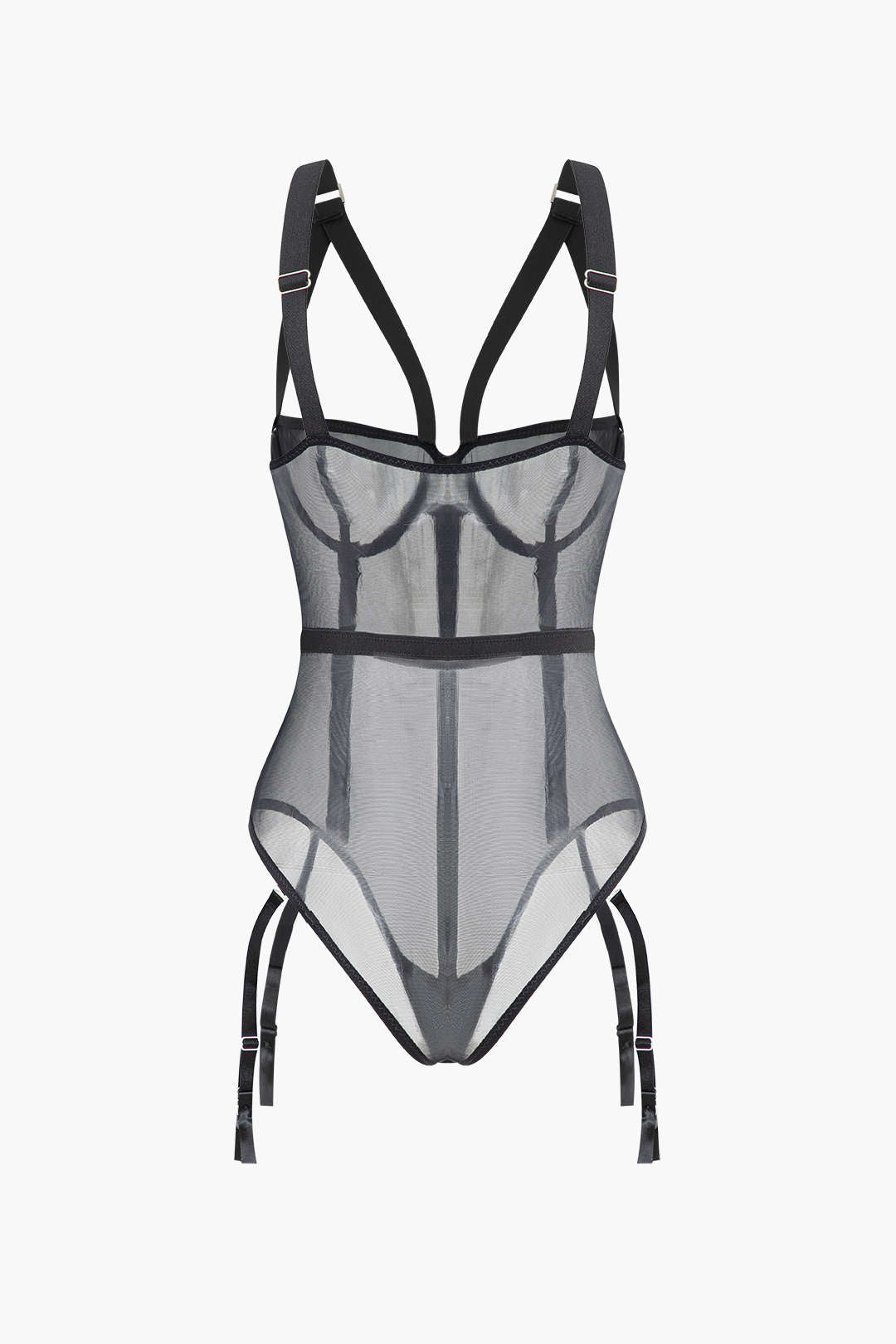 Belted Sheer Mesh Bodysuit