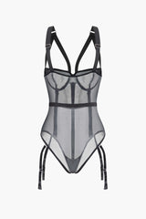 Belted Sheer Mesh Bodysuit