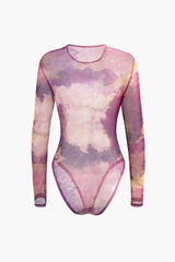 Tie Dye Long Sleeve Mesh Bodysuit