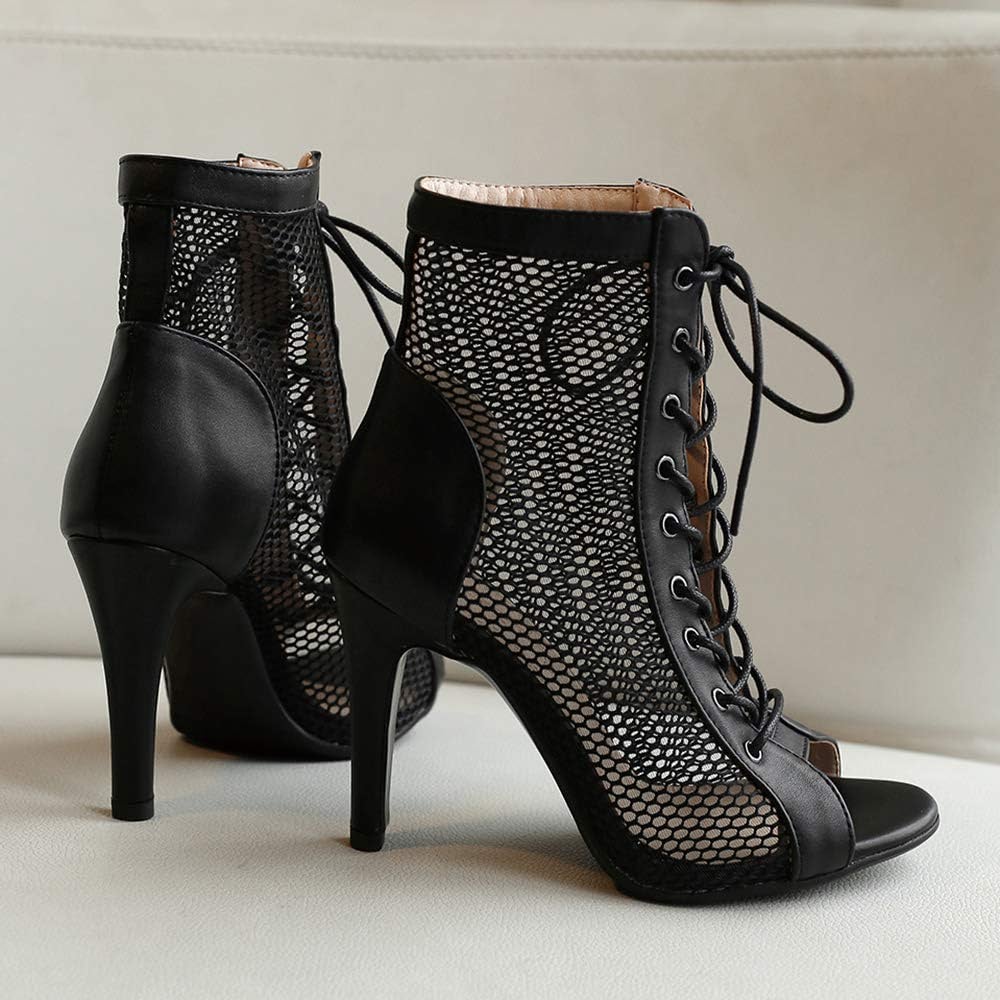 Black Leather Lace-Up Classic Gladiator Booties