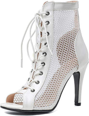 White Leather Lace-Up Classic Gladiator Booties