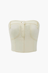 Topstitching Zip Back Tube Top