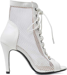 White Leather Lace-Up Classic Gladiator Booties