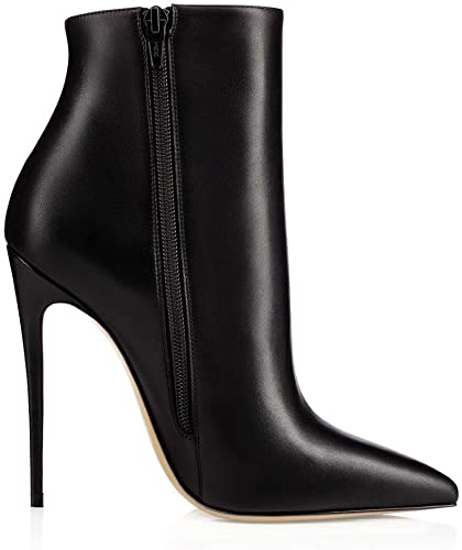 Black Suede Zipper Stiletto Heel Booties