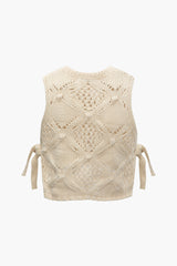 Cut Out Tie Side Open Knit Vest