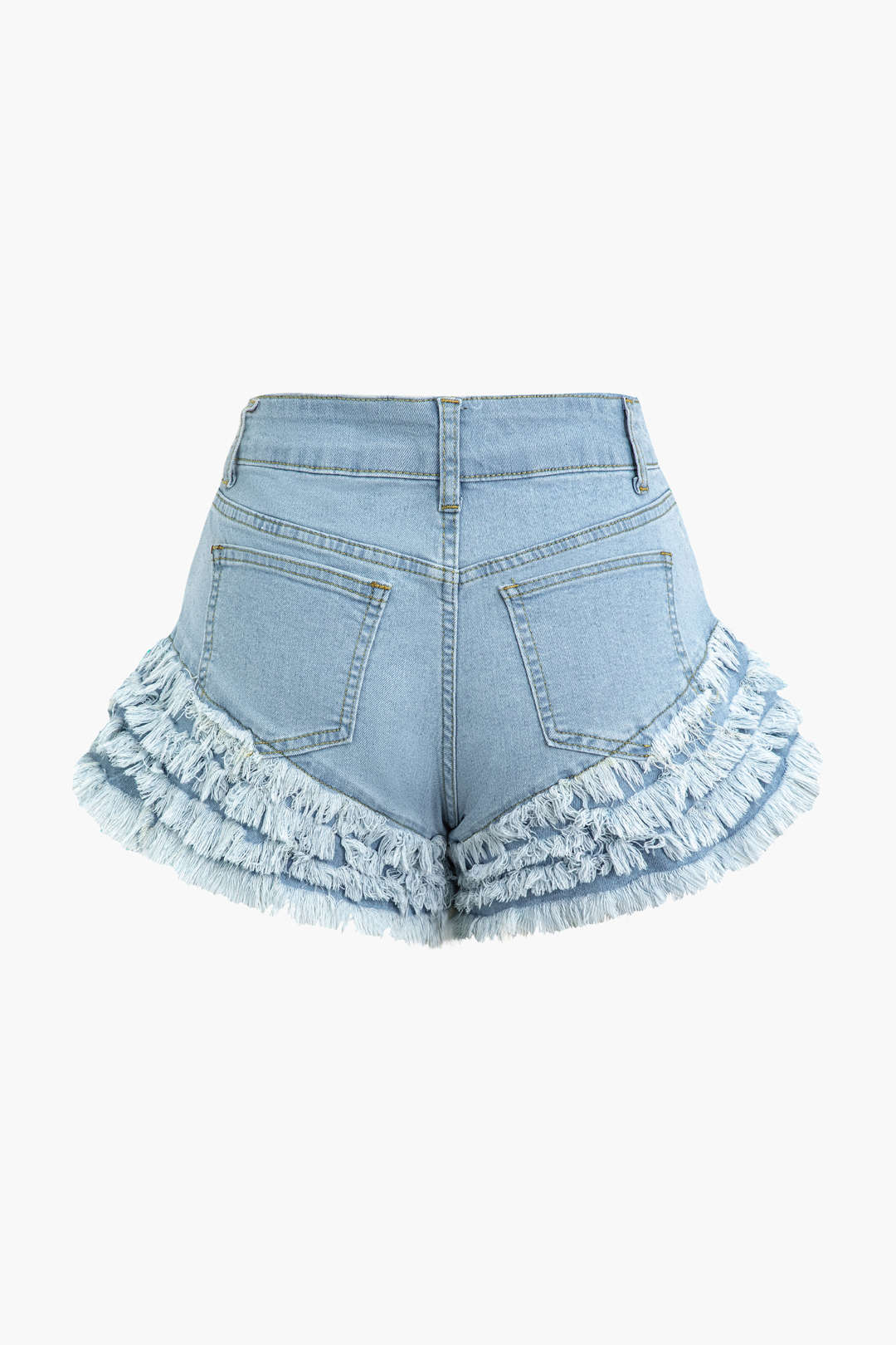 Fringe Hem Denim Shorts