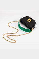 Contrast Metal Chain Clutch Bag