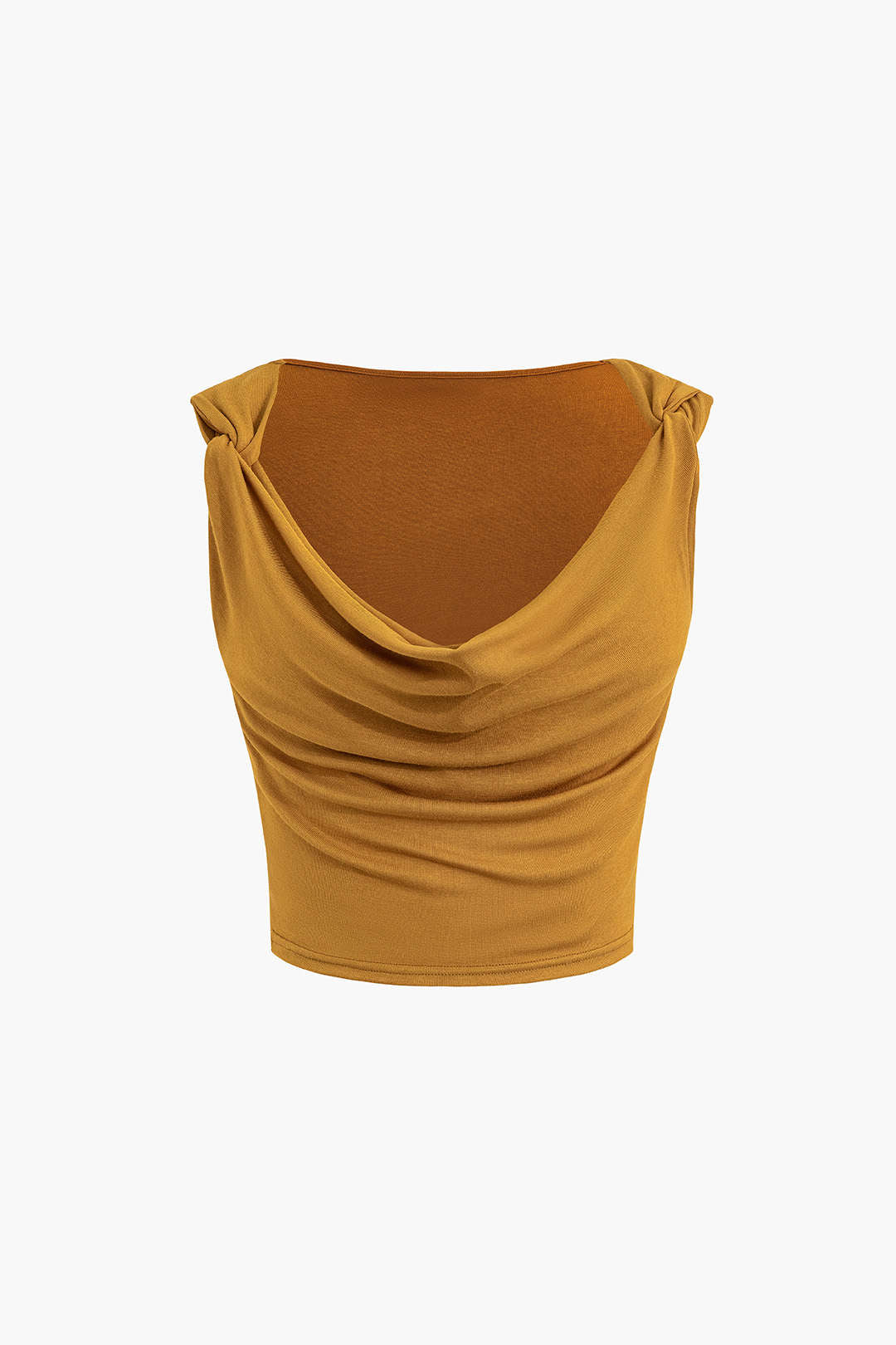 Cowl Neck Twist Strap Crop Tank Top