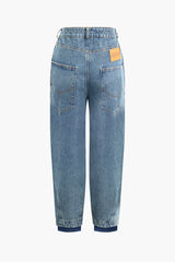 Patchwork Zipper-pocket Jeans