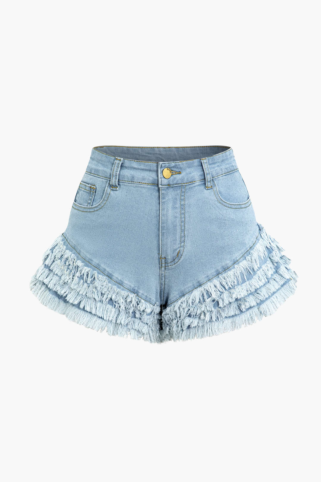 Fringe Hem Denim Shorts