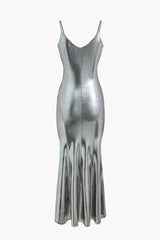 Metallic V-neck Cami Mermaid Maxi Dress