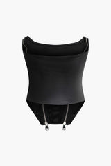 Faux Leather Zipper Tube Top