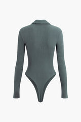 Open Collar Long Sleeve Bodysuit