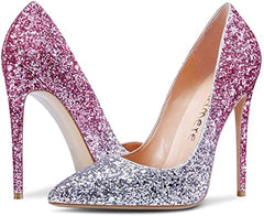 Crushed Purple Silver Fading Sequin High Heel Pumps